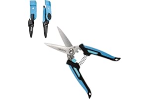 CEERAYZ 8" Cisaille Multi Usage, Ciseaux industriels robustes, Cisaille de jardin pour projets DIY, bureau, lignes de production et jardinage, avec étui protecteur et support magnétique (Noir Bleu)
