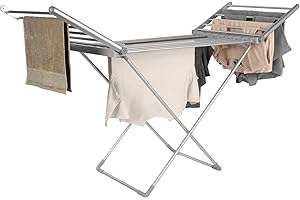 Easy Shopping® Electric Clothes Dryer, Heated Clothes Airer, 220V Energy-Efficient 18 rails Heated Airer, Clothes Airer, Cover Helps in Fast Drying, Foldable Easy Moveable