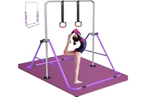 FBSPORT Gymnastics Bar, Folding Horizontal Bar Gymnastics Equipment for Kids Home Training, Expandable Gymnastics Training Bar Junior with Adjustable Height for Girls Boys