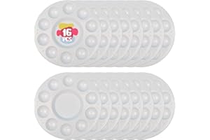 FEBSNOW 16 Pcs Round Paint Tray Palettes Plastic For Acrylic Oil Watercolor Craft Diy Art Painting Palettes, 16 PCS