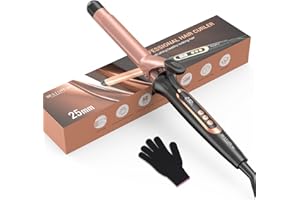 BESTOPE MIX 25 mm Lockenstab, Multi-Temperatur-Lockenstäbe, lockenstab Große Locken, Schnell Aufheizender Hair Curler, Curling Iron mit Präziser Temperaturregulierung Alle Fünf Grad, mit Handschuh
