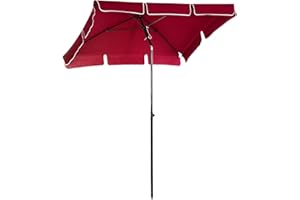 SOLD BY MHSTAR Outsunny 2 x 1.3m Garden Parasol Umbrella, Outdoor Market Table Umbrella with Ruffles & Aluminium Pole, Rectangular Tilting Parasol Sun Shade Canopy