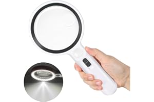 NTRJTRSS Lupa con Luz, 31LED Lupas de Mano de Gran Aumento, 5X/13X/20X Lupa de Vidrio con 2 Modos, Lupa Iluminada de Lectura Gigante para Joyería, Leer Libros, Exploración, Periódico y Mapas