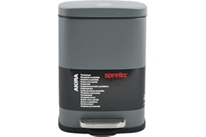 Spirella - Treteimer AKIRA aus Edelstahl - Soft-Close, Anti-Fingerabdruck Beschichtung - 21,4 x 17,6 x 30 cm - 5L - Matt Grau