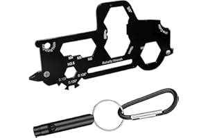 DAGORD Portachiavi Multifunzione Strumento Bicicletta 19 in 1 Attrezzo Multiuso Bicicletta Mini Attrezzo Multiuso + Fischietto per Bici da Strada Mountain Bike Attrezzo da Esterno