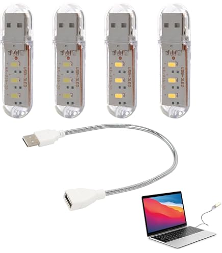 GERUI Set van 6 superheldere USB-leds, ultradun, 6 leds, touchscreen, draagbaar, voor toetsenbord, laptop, warm wit