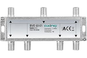 Axing BVE 60-01 Splitter 6 Vie, 5-1006 MHz partitore antenna con connettore F, per digitale terrestre e tv via cavo