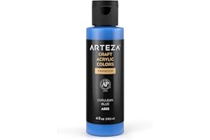 Arteza Craft Acrylic Paint, A505 Cerulean Blue, 118 ml Bottle, Water-Based, Blendable, Outdoor Craft Paint for Art & DIY Projects on Glass, Wood, Ceramics, Fabrics, Paper & Canvas