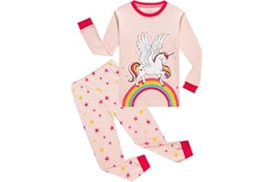 Qzrnly Mädchen Schlafanzug Giraffe Baumwolle Kinder Langarm Pyjama