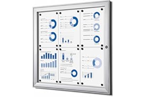 Danieli Store - Tablón de Anuncios Exterior para Menús y Avisos A4. Tablón con Cerradura y Par de Llaves Incluidas. Fácil de Fijar a la Pared. Superficie de Acero Magnética y Escribible. (6xA4)