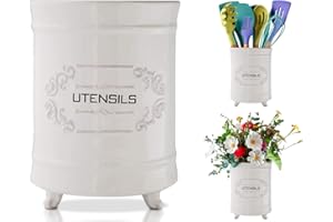 COMFIFY Rustykalny Francuski Ceramiczny Uchwyt na Przybory Kuchenne - Vintage Styl Pojemnik na Przybory Kuchenne z Antycznym Designem - Elegancki Organizer dla Entuzjastów Gotowania - Piękna Dekoracja Kuchni