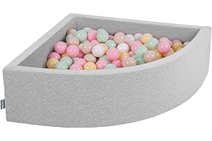 KiddyMoon Piscine À Balles pour Bébé Quart Angulaire 90X30cm/200 Balles 7Cm Fosses À Boules Jouet Enfant, Gris Clair: Beige Pastel/Jaune Pastel/Blanc/Menthe/Rose Poudré