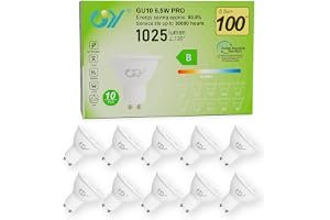 GY GU10 LED-Glödlampor, 6.5W 1025LM, 6500K Kall Vit, Motsvarar 100 W, 110° Strålvinkel, Frostad, Hög Ljusstyrka, Låg Energifö