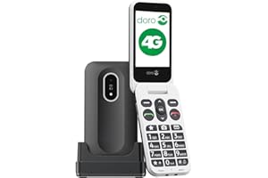 Doro - Leva L20 - Téléphone Portable Senior - Téléphone À Clapet 4G Débloqué - Grand Écran - Son HD Puissant - Appareil Photo - Touche d'Assistance avec GPS - Socle Chargeur Inclus - Noir/Blanc