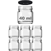 Afracam 40 ml Farklı Boyutlarda Kavanoz 40 cc Konserve Metal Kapaklı Cam Kavanoz 6 Adet (Şeffaf, 40 cc)