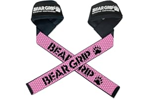 BEAR GRIP Straps - Premium Neoprene Padded Heavy Duty Double Stitched Weight Lifting Gym Straps