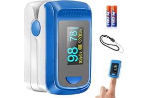 JIGERJS Pulse Oximeter Fingertip, Blood Oxygen Saturation Monitor Meter SpO2 /Pulse Rate, Oxygen Monitor for Adults and Children, with OLED Display and Batteries,Sleeping Monitor Portable Oximeter