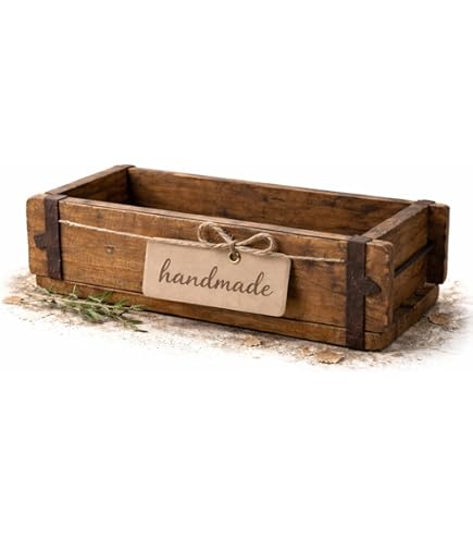 Cepewa Rek 3 houten kisten baksteenvorm used look | 31x50x15cm beuken metaal | vintage wandplank oud hout