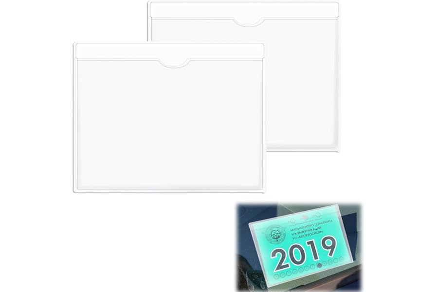 Siqian 2 PCS Parking Permit Holder for Car Windscreen, Self Adhesive Car Permit Holders Windscreen Card Holder Clear for Car, Van, Caravan Windscreen, Tax Disc Holder for Car Windscreen