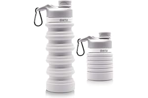 ONTA Bouteille d'eau Pliable, Bouteille d'eau Pliable en Silicone sans BPA pour Les Voyages, Bouteille d'eau Portable étanche en Silicone De Qualité Alimentaire Approuvée par la FDA, 550mL