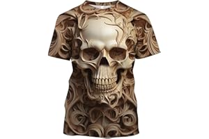 RUMAOZIA Herren T-Shirt mit Totenkopf Print, Casual Rundhals Fashion Top Print Crew Neck Exclusive Totenkopf T-Shirt 3D Druck Sport Kurzarm Top Sommer Vintage Freizeit Sport T Shirt