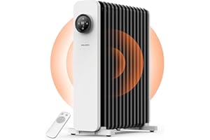 PELONIS Radiador Eléctrico de Aceite 2500W, 13 Elementos, Termostato, Pantalla de Control LED, Mando a Distancia, 3 Modos, Radiador de Aceite bajo consumo con protección contra sobrecalentamiento