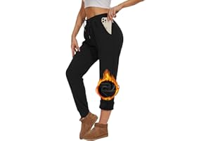 CheChury Femme Pantalon de Sport Hiver Chaud Pantalons de Décontractés Femmes Casual Pantalon de Jogging Doublure Polaire Soft Pants avec Poches et Cordon de Serrage