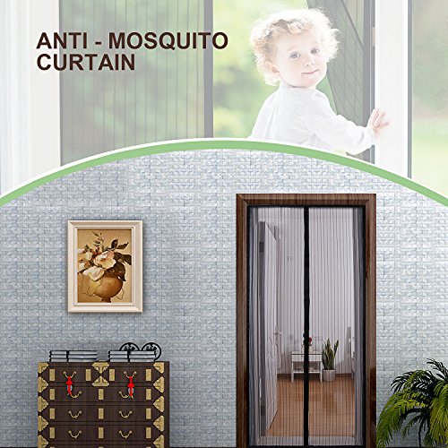 YKS Fliegengitter Vorhang 100x200cm dauerhafte belüfteten Freisprech-schneller stillen einfach installierbare mottenfest Terylene magnetische Balkon Tür Net - 4