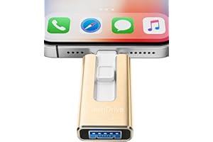 Pendrive para lPhone 32GB con Certificación MFi, Memoria USB 3.0 3 en 1,Amarillo Dorado