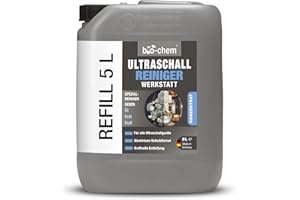 BIO-CHEM CLEANTEC bio-chem Koncentrat do myjki ultradźwiękowej Warsztat 5 L | Dla gaźników, metalu i aluminium | Mocny na olej, tłuszcz, sadzę i ścieranie | Nadaje się do wszystkich myjek ultradźwiękowych