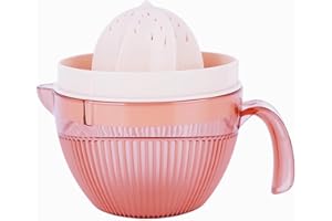 MITAUTAU Manual Plastic Orange/Grapefruit/Big Lemon Lime Juicer Squeezer, Large Hand Citrus Press with Slots Strainer＆20oz Cup with Spout, BPA-free, Wide 6-Tooth Efficient Reamer Rotary Juice Extractor
