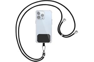 mtb more energy® Universal Handykette - Schwarz/Silber - kompatibel mit vielen Handyhüllen - hochwertiges Band Seil Kordel zum Umhängen