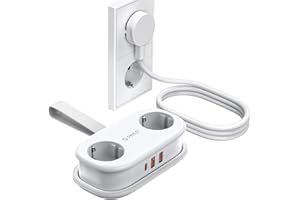 Regleta ORICO con USB C PD 20W, 2 Tomas de Corriente de Viaje y 3 Puertos de Carga USB (1 USB C) Compatible con Teléfono, con Cable de 1,5m para Home Office en el Barco (AP3-Negro)