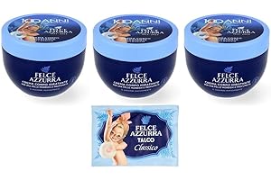Paglieri Felce Azzurra Crema corpo idratante, 3 confezioni da 250 ml, + 1 confezione di talco in polvere Felce Azzurra inclusa, 100 g