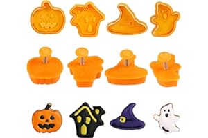 Azexcy Formine per Biscotti di Halloween per Bambini, Halloween Tagliabiscotti con Zucca Tagliapasta per Biscotti Stampo per Biscotti