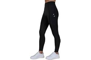Royal Horsemen Riding Leggings, High Waist, for Women and Girls, Comfortable Riding Breeches with Silicone Full Seat, with Mobile Phone Pocket and Belt Loops, Size XXS–XXL