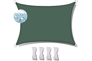 MEEYI sonnensegel wasserdicht 2x3m Sonnenschutz sandkasten Sonnenschutz für Balkon Garten-sonnensegel raffbar Shades Segel UV Schutz wetterschutz für hinterhöfen inkl befestigungsseile-Dunkelgrün