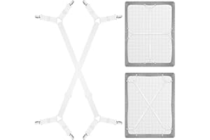 Bouiexye 2 Pieces Bed Sheet Holder Straps Adjustable Bed Sheet Fasteners Elastic Bands for Full Queen King Twin Bed- White