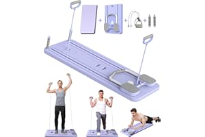 Giabuao Tabla de Pilates, Plegable, multifunción, con Rodillo de Abdominales con Soporte para Codo, máquina de Ejercicio Abdominal, Rebote automático y Cuerda de tensión para Gimnasio en casa