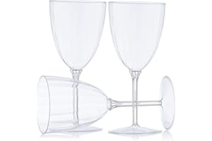 Decor Decorline - 48 x Gobelets à vin en Plastique Rigide de Qualité Supérieure des Verres à Vin - Transparent - pour les Mariages et Fêtes, 200 ml - Réutilisables et Stables
