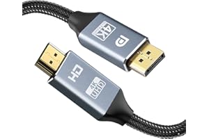 IFUFR 4K DisplayPort to HDMI Cable 3M/9.8FT DP to HDMI Cable Unidirectional Display Port (DP) to HDMI Lead Cable (Nylon Braided) Compatible for Monitor, PC, Laptop, Projektor, Gaming Monitor, TV, Host