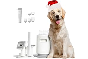 Neakasa P0 Pro Aspirateur Poil de Chien, 48dB Ultra Silencieuse, Tondeuse Chien Poil Long Epais Professionnelle, Kit Brosse de Toilettage Aspirateur pour Chien Chat, avec 5 Peignes Guides