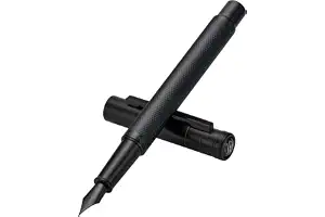 HongDian Forest negro mate - Pluma estilográfica de diseño clásico con plumín medio, convertidor y estuche de metal
