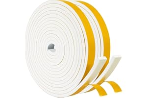 UPSEN Samoprzylepna taśma uszczelniająca do drzwi i okien, 10 mm (szer.) x 6 mm (średnica) / 8 m (dł.) piankowa uszczelka do drzwi, gumowa uszczelka chroniąca przed zimnymi, PM-10*6-W