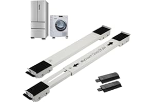 Lyfeesis,2er-Set Waschmaschine Rollen Schiene mit Bremsen,Waschmaschinen Untergestell von 45 Bis 72 cm,Möbelroller Transportroller mit 24 Räder,Möbel Verschieben für Trockner,Belastung 700 Kg,Weiß