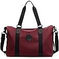 Storite Nylon 35 cm Luggage Travel Duffle Bag for Women, Sports Shoulder Bag with Wet Pocket Weekender Overnight Luggage Bag, Trendy and Stylish - (Red Wine - 42 x 15 x 35 Cm)