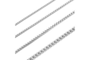 RWQIAN Collier Hommes Acier Inoxydable Chaîne Argent/Or/Noir Chaîne Vénitienne Homms Briolette Chaîne Femmes Boîte Collier Largeur 2/2.5/3/4mm Longueur 45-70cm