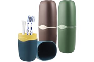 BAERTMY Zahnbürsten Etui Reise Zubehör Zahnputzbecher Kunststoff Kinder Reisezahnbürste Set 3 Stück Zahnbürste Reiseetui Zahnbürstenbox Reise Case Zahnburstenaufbewahrung Camping Reisen Zahnbürstenhülle
