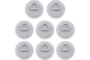 WEBEEDY 8 Pièces Anneau en D Patch pour PVC Bateau Gonflable Kayak Surf en Acier Inoxydable Anneau en D PVC Patch Stand-Up Paddleboard Canoë Rafting Accessoires (Gris