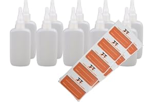 TORG TRADING Ovale Liquid-Flaschen 10 x 100ml - Flachmann, Kunststoffflaschen aus weichem PE inkl. 10 Etiketten (weiÃŸ/transparent) - Liquid Flasche - Tropfflaschen,Dosierflaschen,Dropper Flaschen,Que